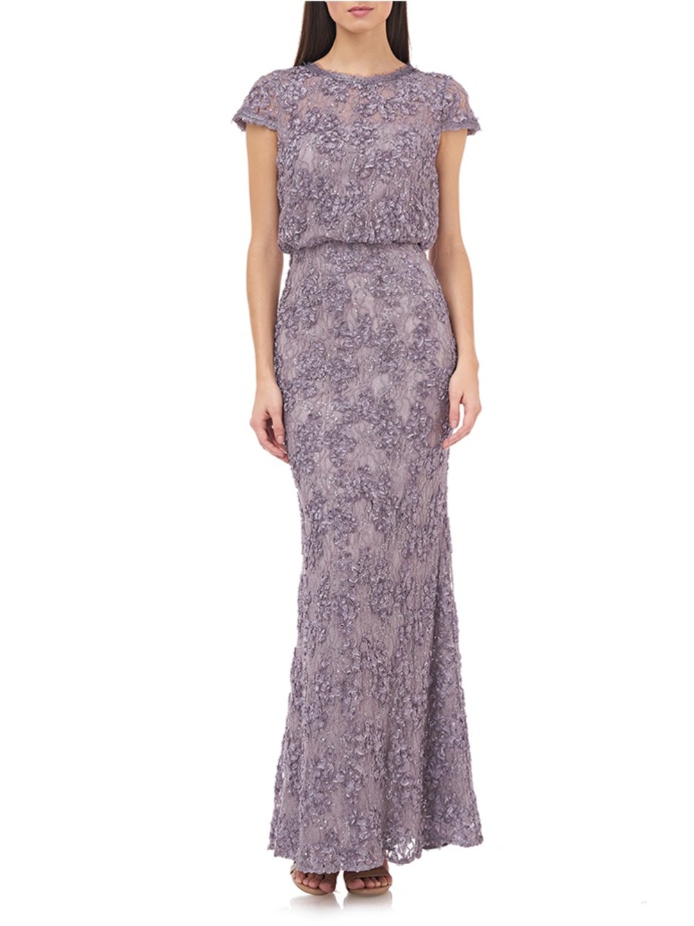 JS Collections Size 2 Mauve Lace Beaded Gown Formal Evening Dress NWT